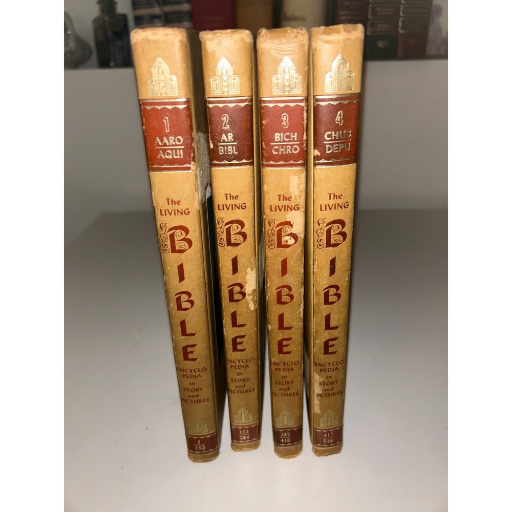 Living Bible Encyclopedia Story, Pictures Art Treasure Edition Vol 1-4 Vtg books